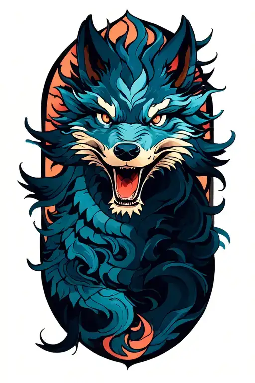 Dragon Wolf tattoo design idea