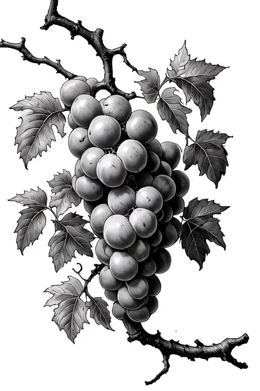 grapevine wrapping around fig tree branch tattoo design idea