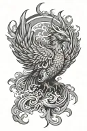 Japanese phoenix rising from flames tattoo design idea