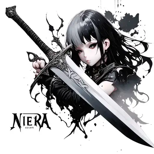 NieR Automata sword for girl tattoo design idea