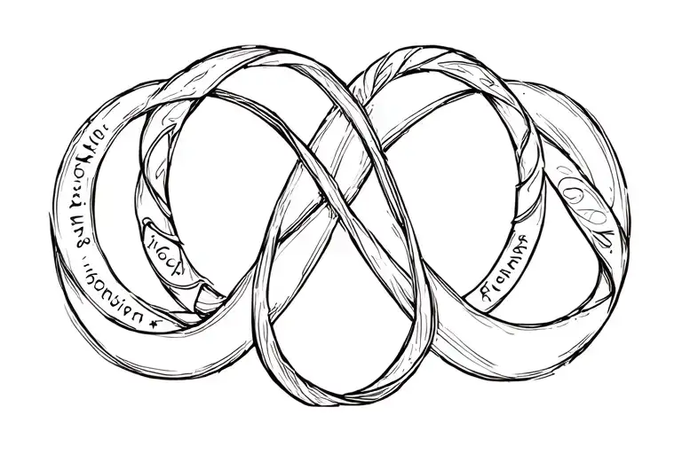 infinity sign with george, cynthia, edwin and always&forever intertwined  tattoo design idea