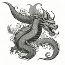 Create a tattoo design that combines the grace and strength of Judo techniques with traditional Japanese motifs like cherry blossoms or dragons tattoo design idea