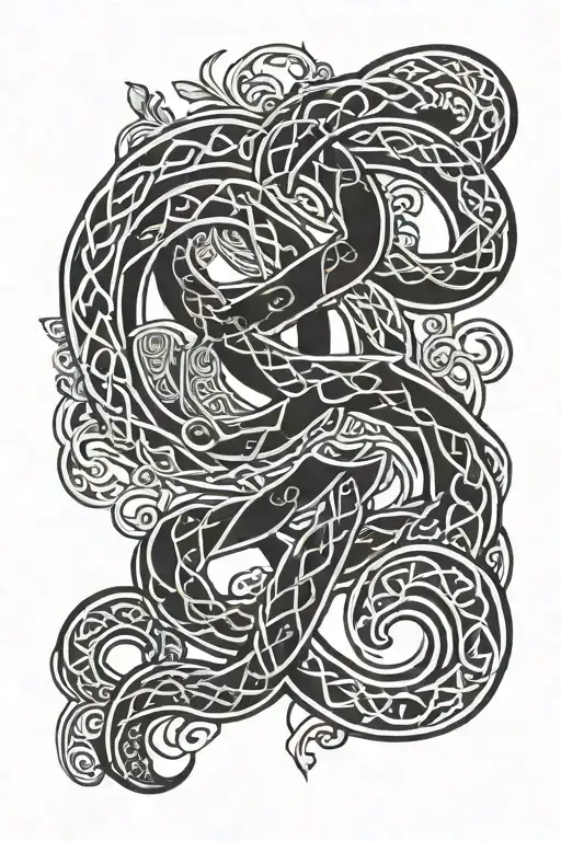 jormungand celtic style shape tattoo design idea