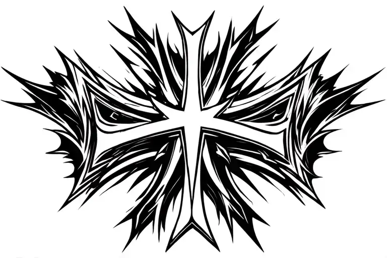 iron cross in the style of cybersigillism / neo tribal  tattoo design idea