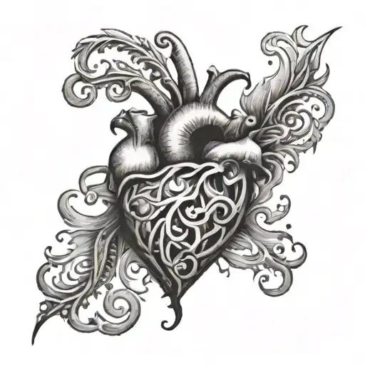 love intense madness whith heart tattoo design idea