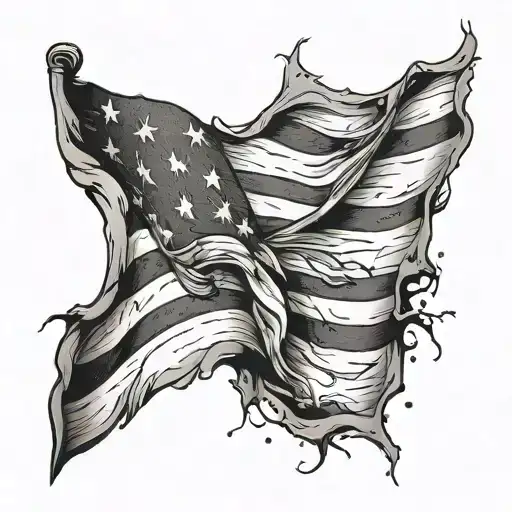 Tattered Flag tattoo design idea