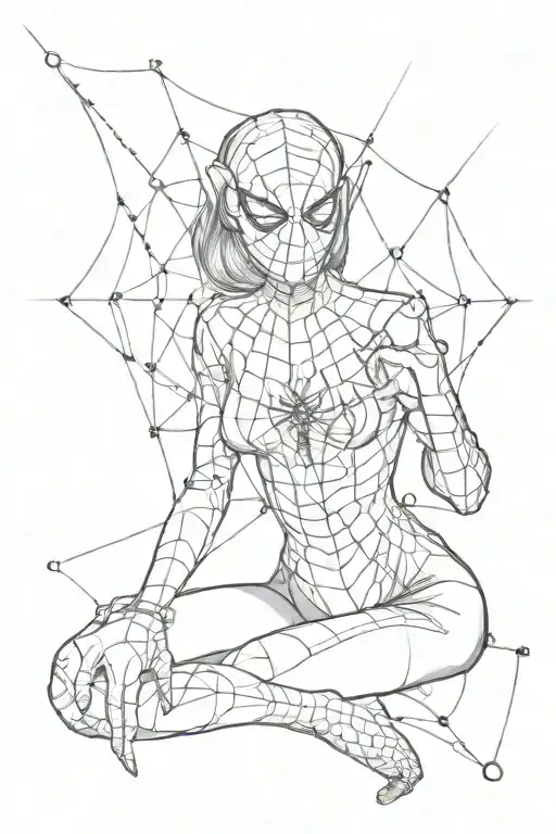 spider web bdsm girl tattoo design idea