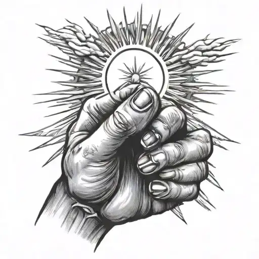 pinky promise fingers crossed with sun rays tattoo design idea