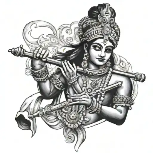 lord krishna flute tattoo design idea