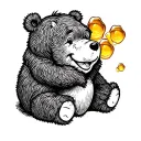 Winnie the Pooh with honey tattoo design idea