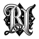 names Marquardt and Hinrichs, initials R, D, J and K, small hearts perhaps tattoo design idea