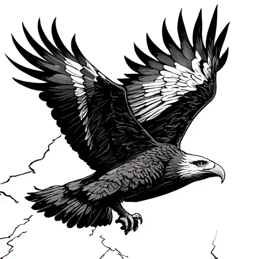 eagle soaring thunder storm tattoo design idea