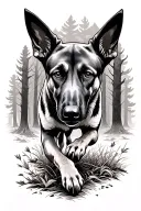 belgian malinois running through the woods sniffing the ground tattoo design idea