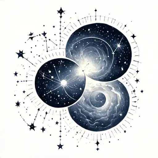 gemini virgo and orion constellation combine sky tattoo design idea