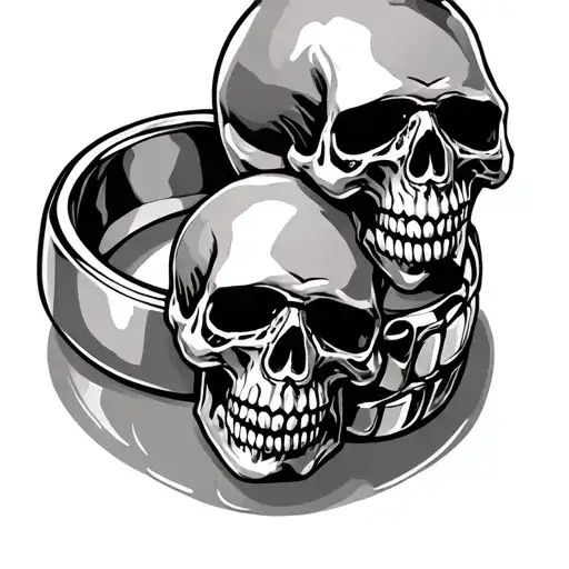 skull wedding rings rocker style tattoo design idea