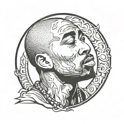 2pac with blunt and nice pose surrounded tattoo design idea