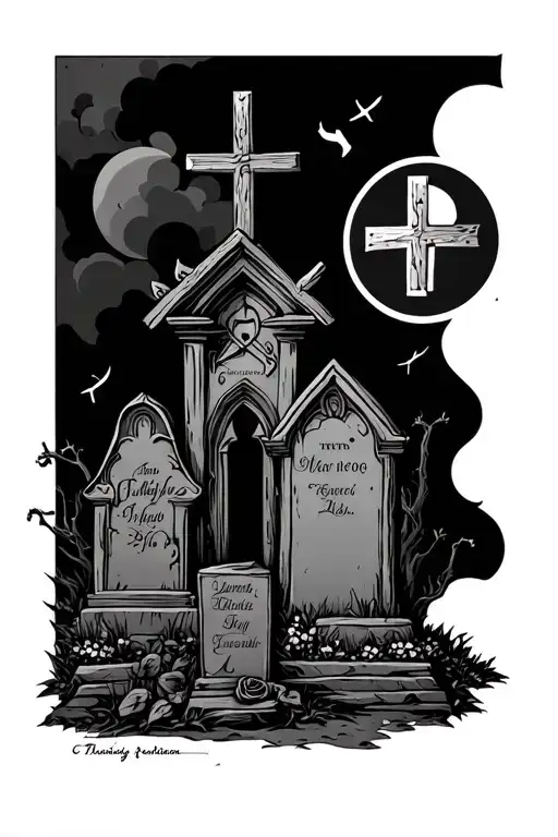 graveyard tattoo design idea