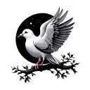 dove with moon  tattoo design idea