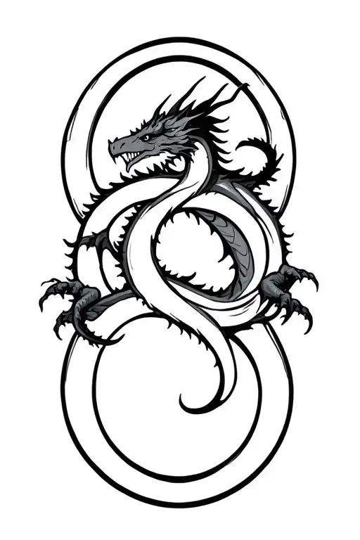 ouroboros dragon in a figure 8 shape tattoo design idea