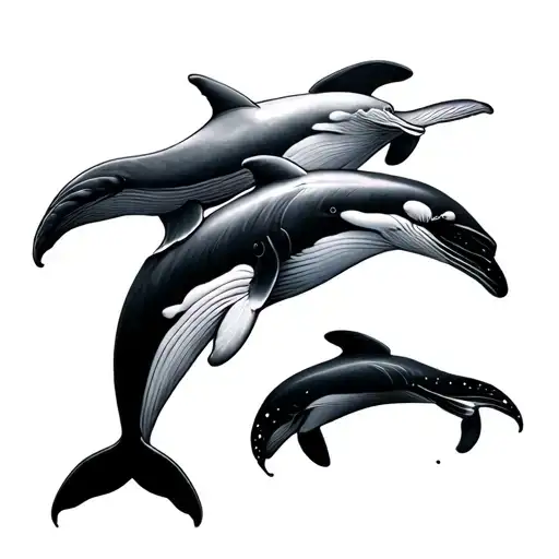 three beluga whale tails tattoo design idea