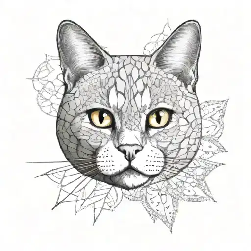 British Shorthair cat face as mandala tattoo tattoo design idea