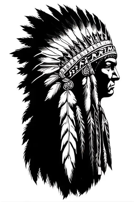 indian chief headress tattoo design idea