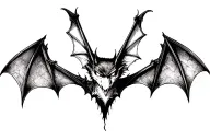 bat with gothic architecture in background tattoo design idea