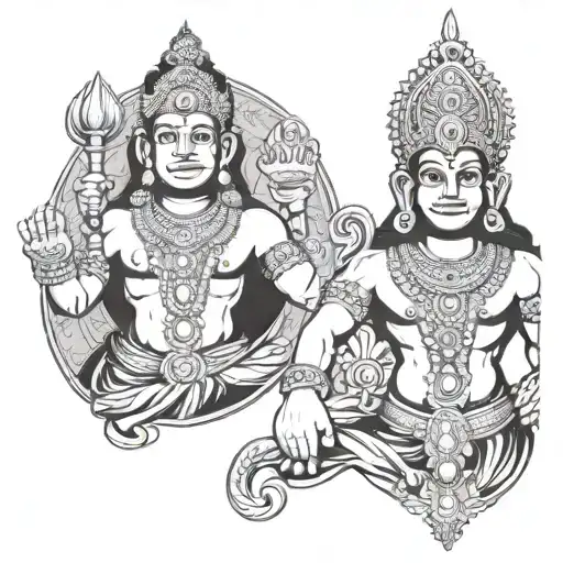 lord hanuman and lord balaji tattoo design idea
