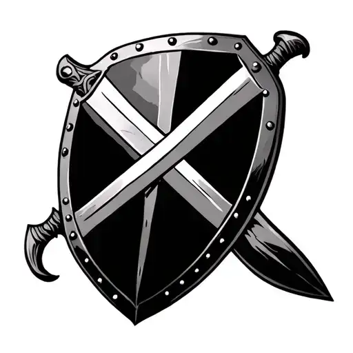Knights Templar Shield with sword vertically behind tattoo design idea