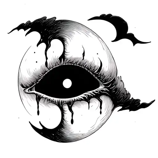 Crying Moon tattoo design idea