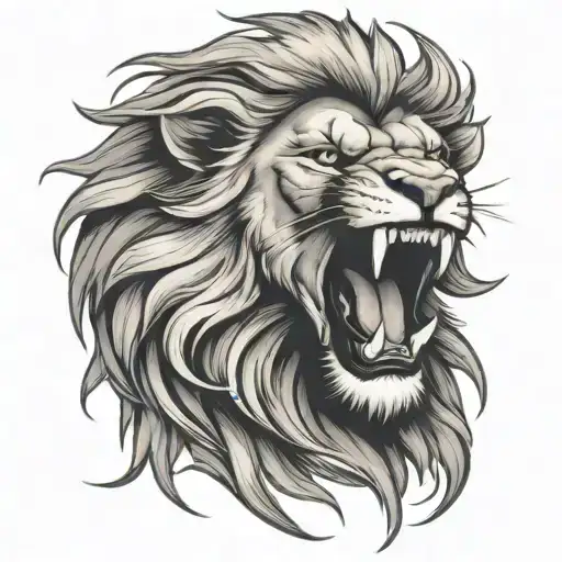 angry lion head tattoo design idea