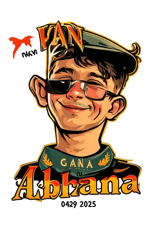 My son's first name with a nod to his place of birth in Albania in Tirana date of birth 04/29/2025 tattoo design idea