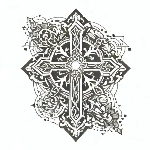 cross rosary tattoo design idea