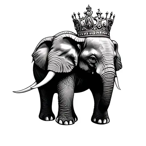 Elephant With Crown tattoo design idea