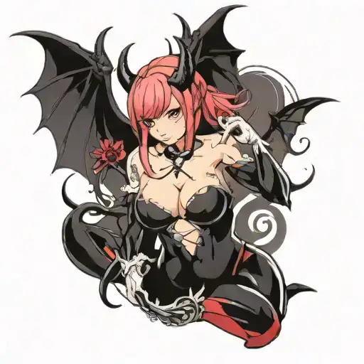 succubus large breasted tattoo design idea
