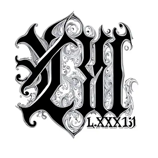"XI XIV LXXXIII" Madgdalena inside of numbers tattoo design idea