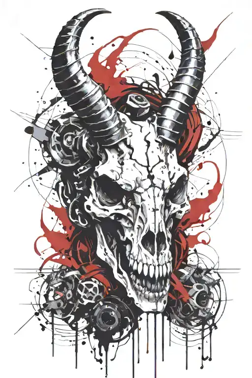 Capricorn goat skull tattoo design idea