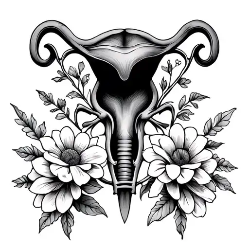 uterus made of flowers tattoo design idea
