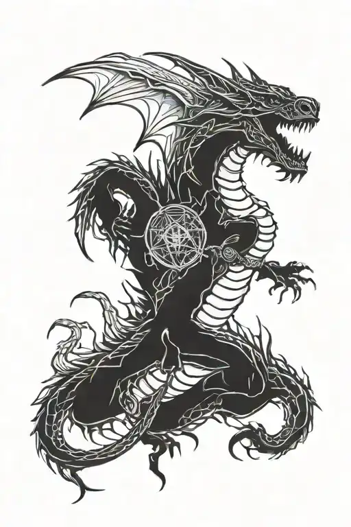death and dragon tattoo design idea