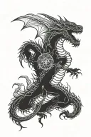 death and dragon tattoo design idea