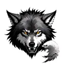 Wolf, realistic, evil, without teeth, black & gray and phoenix tattoo design idea