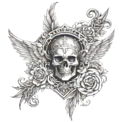 A gatekeeper angel of death protecting a family symbolizing strength and love tattoo design idea