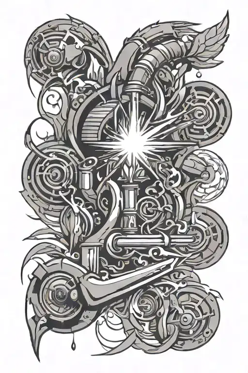welding sparks flying tattoo design idea