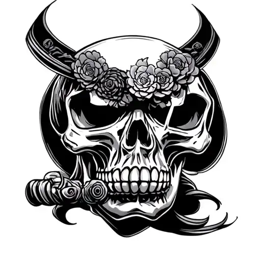 japanese samarai skull tattoo design idea