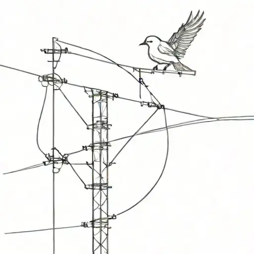 bird on electric pylon  tattoo design idea