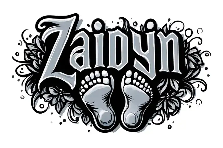 "Zaidyn" "Zaidyn" baby foot print tattoo design idea