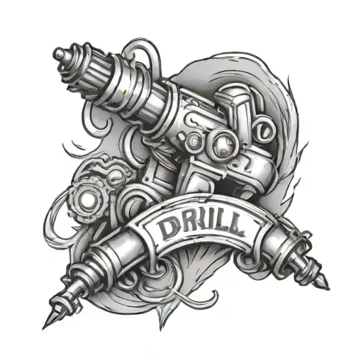 DRILL I LOVE YOU tattoo design idea