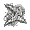 DRILL I LOVE YOU tattoo design idea