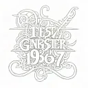  text 1967 text with gangster font tattoo design idea