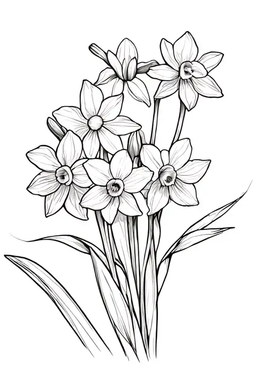 daffodils and cyclamen flowers coming tattoo design idea